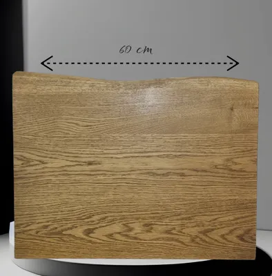 Produktbild von Waschtisch Platte 60 cm Holzplatte massiv Holz Aufsatzbecken Naturkante Eiche Dunkel Waschbeckenplatte Neu