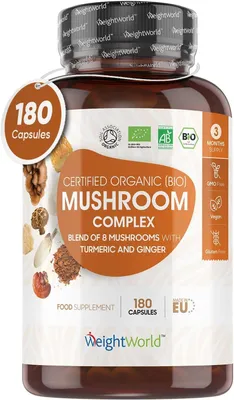 Image de Complément alimentaire WeightWorld Certified Organic Mushroom complex, 180 gélules