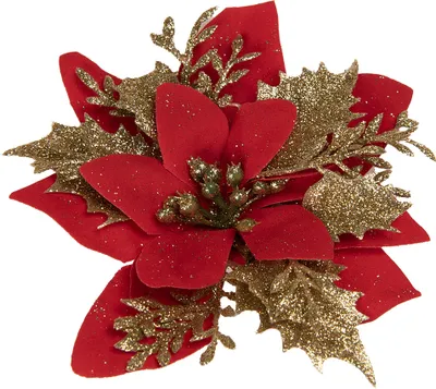 Immagine prodotto di Stella di Natale artificiale Clayre & Eef Ø 14x5 cm in plastica color oro rosso