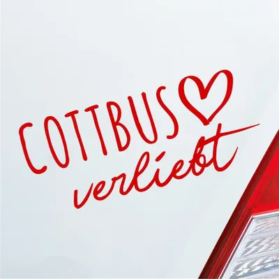 Produktbild von Auto Aufkleber Cottbus verliebt Herz Stadt Heimat Liebe Car 19x8 cm Rot Sticker Heckscheibenaufkleber