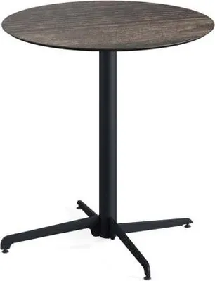 Immagine prodotto di X Cross - Tavolo da patio, struttura nera + piano in HPL effetto legno sbiancato, Ø70 cm, 1 pezzo