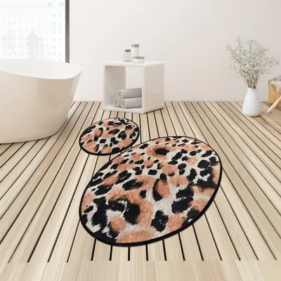 Produktbild von Bosdela Ovales 2-Teiliges Badezimmerteppich-Set, WC-Vorleger-SetLeopard