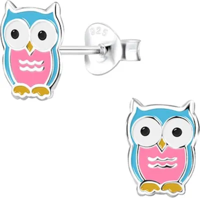 Produktbild von Kinder Ohrstecker bunt aus Silber 925 „Eule“