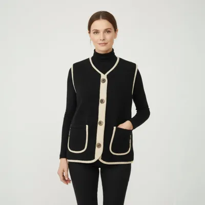 Produktbild von Weste kurz Damen Gr. 38 bis 42 Teddy Damenweste mit Cord modische Kontrastfarben