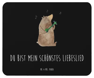 Produktbild von Mr. & Mrs. Panda Mauspad Bär Lied - Schwarz - Geschenk, pc, Mousepad, Herz, Teddybär, laptop, computer, Song, Frau, Mouse Pad, Spruch, Valentinstag
