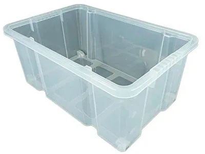 Produktbild von Famanu Aufbewahrungsbox mit Deckel und Rollen - 55L Stapelbare Kunststoffboxen - Transparent