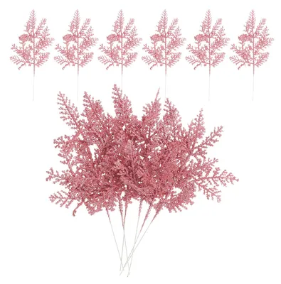 Künstliche Tannenzweige, 24 Stk., rosa, 25,5 cm, Glitzer
