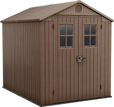 Produktbild von Dmora Gartenhaus Osoyoos 190x244x221h cm Braun, Wetterfest mit Fenstern