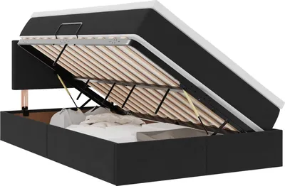 Obrázek produktu pro Postel s úložným prostorem s matrací Černá 120 x 190 cm samet