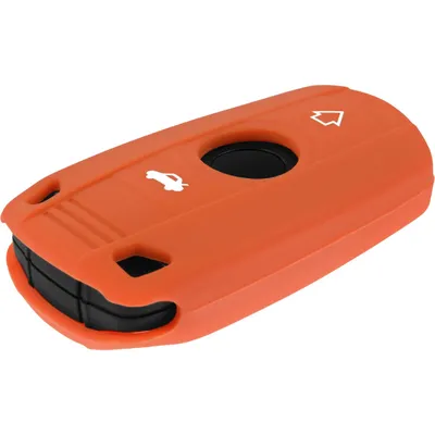 Produktbild von PhoneNatic Silikon Schlüssel Hülle kompatibel mit der BMW X1 E84, X3 E83 und X5 E70 3-Tasten Fernbedienung in orange Funkschlüssel 3-Key
