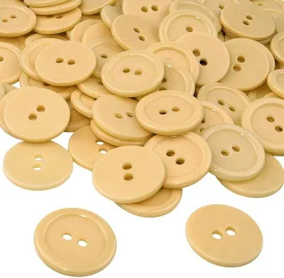Obrázek produktu pro Kulaté šicí knoflíky 20 x 2,2 mm, tmavě krémová barva, plast, 50 kusů