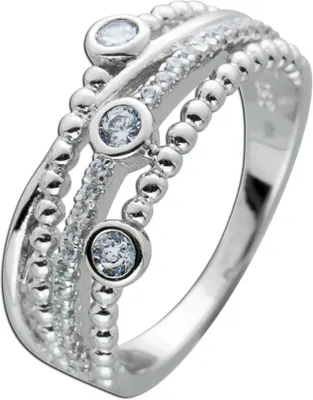 Produktbild von Damenring Silber 925 weiße Zirkonia Steine 18