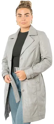 Produktbild von Mauritius - Damen Trenchcoat Ledermantel Gürtel Lammnappa silver grey : XXL