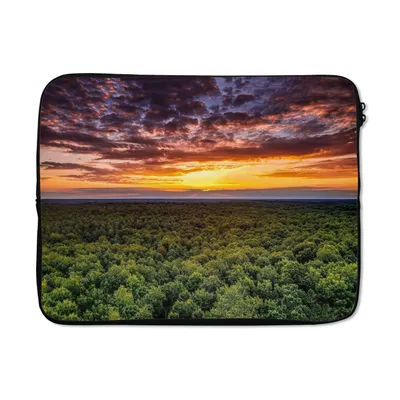 Produktbild von MuchoWow® Laptop Hülle 17 Zoll Laptoptasche Wald - Nacht - Himmel - Horizont - Bäume - Zipper - Schutzabdeckung