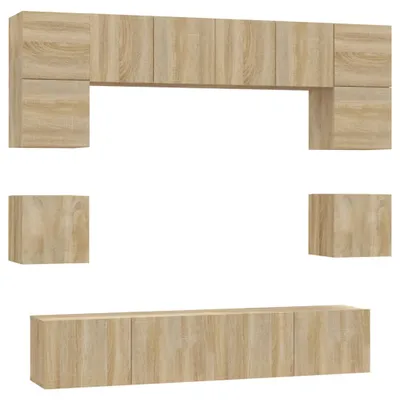 Produktbild von vidaXL 8-tlg. TV-Schrank-Set Sonoma-Eiche Holzwerkstoff