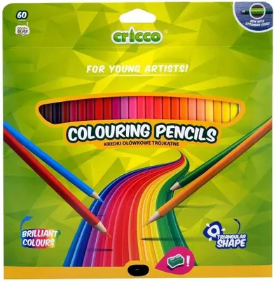 Obrázok produktu pre Trojhranné ceruzky s orezávačom 60 farieb CRICCO