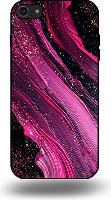 Produktbild von Smartphonica Handytasche passend für iPhone 7/8 mit Marmordruck - TPU Rückseitenschutzhülle Marmordesign - Lila Pink