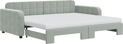 Immagine prodotto di vidaXL Letto da giorno allungabile con materassi grigio chiaro 90x200 cm in velluto