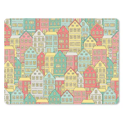 Produktbild von MuchoWow® Mauspad Mousepad Haus - Muster - Pastell 23x19 cm - Mousepads - Maus Mat - Pad - Mausunterlage - Schreibtischunterlage - Mauspad