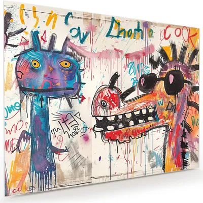 Produktbild von Glasbild 120x90cm in XXL für Wohnzimmer, Schlafzimmer Motiv Kreatives Graffiti