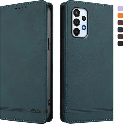 Produktbild von Hülle für Samsung Galaxy A23 5G/4G, Retro Kunstleder Ständer Klapphülle mit Kartenfächer und Magnetische Grün