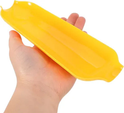 Produktbild von 4 wiederverwendbare Servierplatten aus Kunststoff in Maisform für Grillpartys und Snacks, gelbe Servierteller für Vorspeisen und Maisgerichte