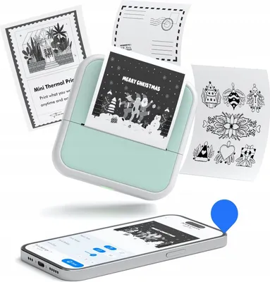 Zdjęcie produktu dla Drukarka Termiczna Bluetooth do Zdjęć Naklejek Notatek Etykiet 53mm 203DPI / S1 / Zielony