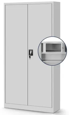 Produktbild von Metallschrank abschließbar TOMASZ Geheimfach 4 Ebenen | Aktenschrank Büroschrank Stahl Mehrzweckschrank Werkstatt Werkzeugschrank 185x90x45cm Grau