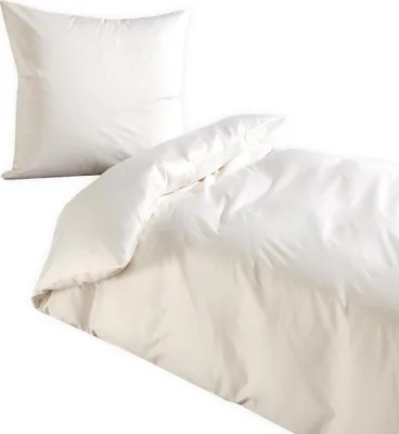Produktbild von Traumschlaf Uni Mako-Satin Bettwäsche 155x220 cm + 80x80 cm wollweiss