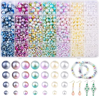 Obrázok produktu pre Perlové korálky 2200 kusov, 4/6/8/10 mm, viacfarebné, na výrobu šperkov, kreatívne činnosti, hobby