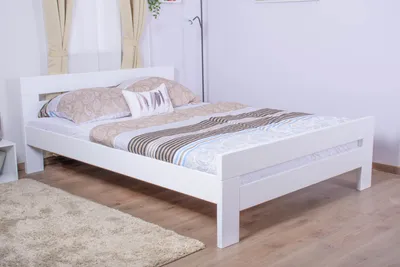 Produktbild von Doppelbett "Easy Premium Line" K6 in Überlänge, 140 x 220 cm Buche Vollholz massiv weiß lackiert