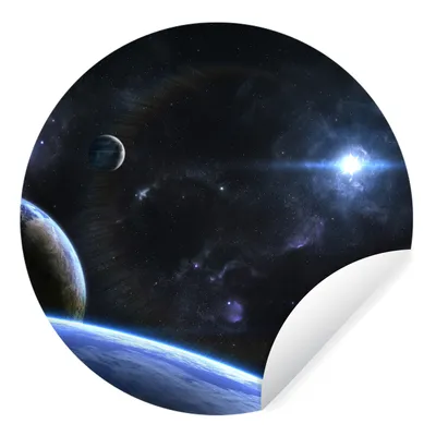 Produktbild von MuchoWow® Runde Wandtattoo - Wandsticker Tapete Aufkleber Sternplaneten Ø 100 cm Selbstklebend und Repositionierbar - Wandaufkleber - Kreis - Tapetenkreis - Wandbild rund - Schlafzimmerdekoration - Wanddeko - runde Tapete - Kunst für zu Hause