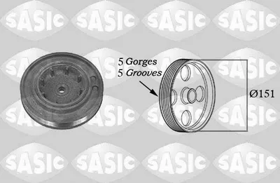 Produktbild von SASIC 2154015 Riemenscheibe Kurbelwelle für OPEL Vivaro A Kastenwagen (X83) 151mm