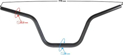 Zdjęcie produktu dla Kierownica motocyklowa Barton GT 125 czarna stalowa 22,5/28 mm