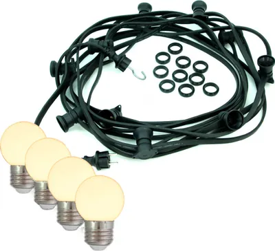 Produktbild von Illu-/Partylichterkette BLACKY 40m - Außenlichterkette schwarz - 40xE27 warmweiße Kugellampen