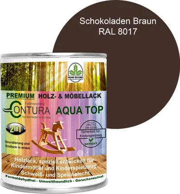 Produktbild von Contura 750ml. Möbellack Lack für Kinderspielzeug Buntlack DIN EN71/3 Buntlack Holzlack - RAL 8017 Schokoladen Braun