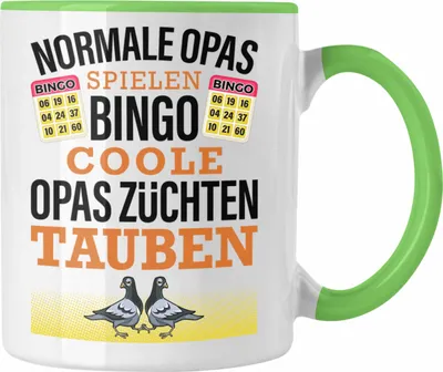 Produktbild von Trendation - Taubenzüchter Geschenk Zaubenzucht Zubehör Tauben Tasse Lustiger Spruch Taubenflüsterer Taubenliebhaber Becher Opa Großvater (Grün)