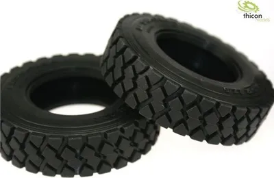 Produktbild von Thicon 1:14 Reifen "Gelände" mit Einlagen Paar für thicon u Tamiya LKW etc