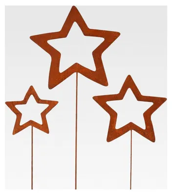 Produktbild von Gartenstecker Stern aus Edelrost Metall 3er Set