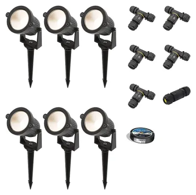 Produktbild von hoftronic LED Gartenstrahler 4,9W 425lm 3000K IP65 Schwarz Set 6 Stück