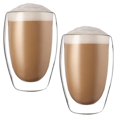 Doppelwandige Latte-Macchiato-Gläser, 2er-Set, 450 ml, Borosilikatglas