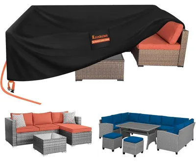 Image de Housse de protection pour mobilier de jardin, dimensions 242x182x100 cm, imperméable, en Oxford 420D, résistante, coupe-vent, protection UV