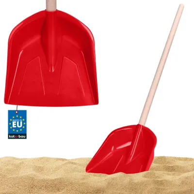 Produktbild von KOTARBAU® Kinderschaufel 74cm Sandspielzeug Schaufel mit Holzstiel Sandschaufel Schneeschaufel Gartenwerkzeug für Kinder Gartenschaufel Kunststoff Rot