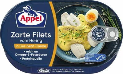 Immagine prodotto di Filetti di aringa Appel in crema classica piccante di uova e senape 200g