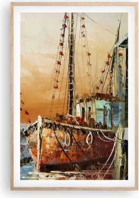 Produktbild von Gerahmtes Poster - Rahmen in heller Eiche - Kutter Hafen Öl - 61x91,5 cm - Wand Bild - Wanddeko - Wandbilder - Kunstposter - Wandposter - Bilderrahmen - Bilder - Kunstdruck - Wandbild P2NPA61x91-4216