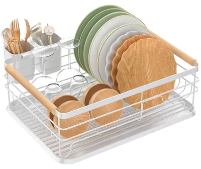 Abtropfgestell für Geschirr, Spülenorganizer, Weiß, 42,5x31,5x14 cm