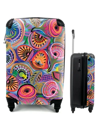 Produktbild von MuchoWow® Koffer Handgepäck Trolley Rollkoffer Kleine Reisekoffer mit 4 Rollen - Kreis - Figuren - Blätter - Cabin Size < 55x40x23 cm & 55x40x20 cm - Fotokoffer - Kabinenkoffer - Boardgepäck - Reise-Box - Reisekoffer - Reisegepäck - Koffer mit Bild - Trolley für Kinder