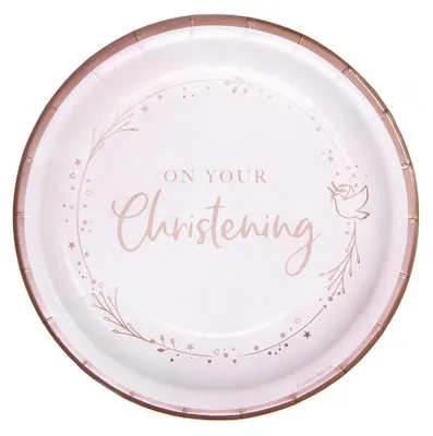 Papierplatten 23 cm, 8 Stück, roségold, Taufe