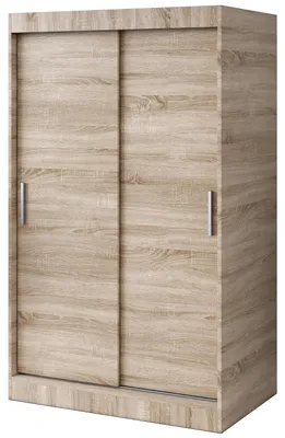 Produktbild von Schiebetürenschrank 120x200cm - Sonoma Eiche - Kleiderschrank GOLD - mit 5 Einlegeböden & 2 Kleiderstangen