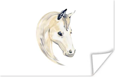 Produktbild von MuchoWow® Poster Pferd - Aquarell - Weiß - Mädchen - Kinder - Mädchen 180x120 cm - Fotoplakat